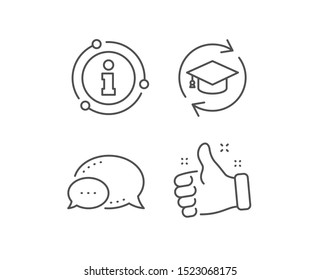 Continuing education line icon. Chat bubble, info sign elements. Online education sign. Linear continuing education outline icon. Information bubble. Vector