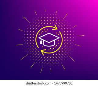 Continuing Education Line Icon. Halftone Pattern. Online Education Sign. Gradient Background. Continuing Education Line Icon. Yellow Halftone Pattern. Vector