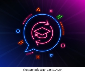 Continuing Education Line Icon. Neon Laser Lights. Online Education Sign. Glow Laser Speech Bubble. Neon Lights Chat Bubble. Banner Badge With Continuing Education Icon. Vector