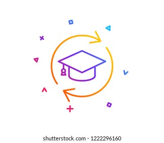 Continuing Education Line Icon. Online Education Sign. Gradient Line Button. Continuing Education Icon Design. Colorful Geometric Shapes. Vector