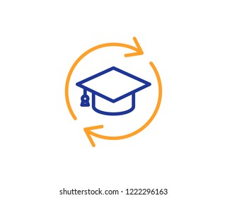 Continuing Education Line Icon. Online Education Sign. Colorful Outline Concept. Blue And Orange Thin Line Color Icon. Continuing Education Vector