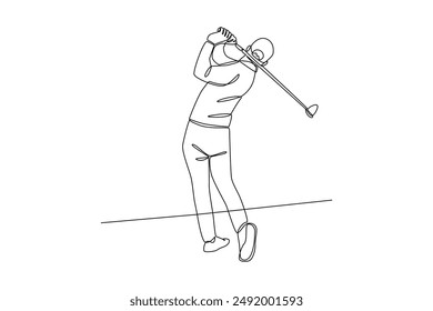 continuing line art sport golf taking a shot illustrator line art