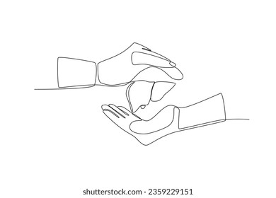 continuing the vector lines of the world hepatitis day concept for hands and hearts
