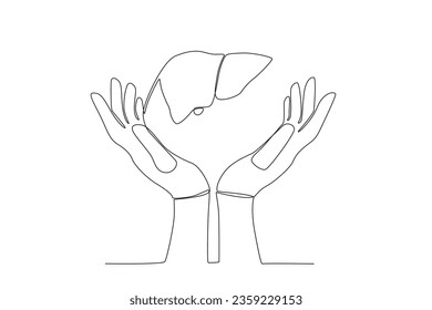 continuing the vector lines of the world hepatitis day concept for hands and hearts
