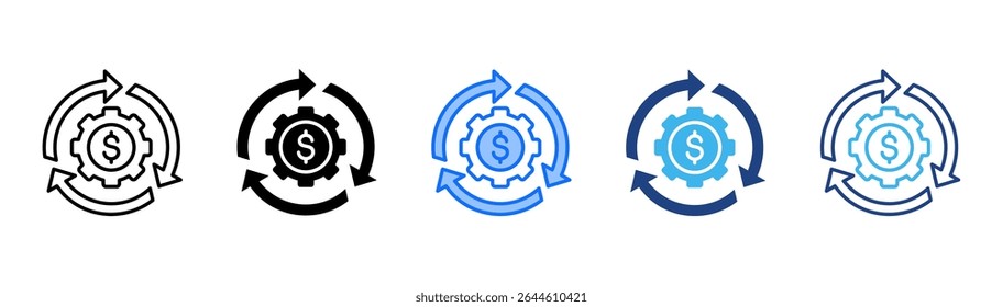 Ícone de continuidade define coleção de vários estilos