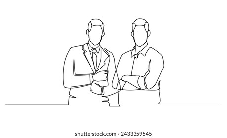 continuos lineart drawing two people confidently for the business concept. vector illustration	