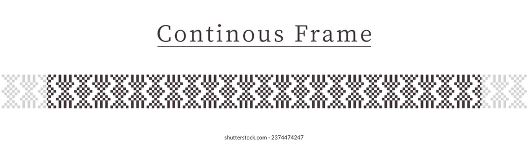 continuous abstract decorative ornamental traditional folk cross stitch embroidery, handmade tailor craft, seamless border, canvas fabric, clothing, stylish, retro vintage theme