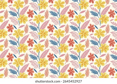 padrão de flor abstrato contínuo com simplicidade desenhada à mão e layout sem costura ideal para impressão têxtil moderna

