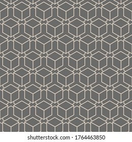 Continuous Abstract Graphic Cell, Swatch Pattern. Repeat Line Vector Continuous Plexus Texture. Seamless Islamic Rhombus, Lattice Texture. Wave Wallpaper Pattern