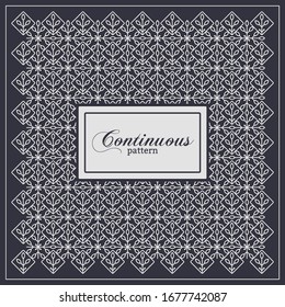 Continuous abstract pattern with graphical leaves and straight branches. Can be used for laser cutting.