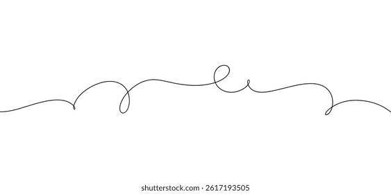 A continuous abstract wavy line with curls on a white background. Decorative bend. Graphic vector illustration. An element for decoration, design, or poster. Modern minimalistic abstract background