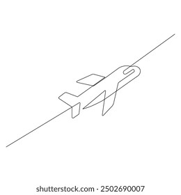 Continuous Aeroplan Line Art Vektorgrafik-Design | Minimalistische Einzeilige Flugzeugzeichnung