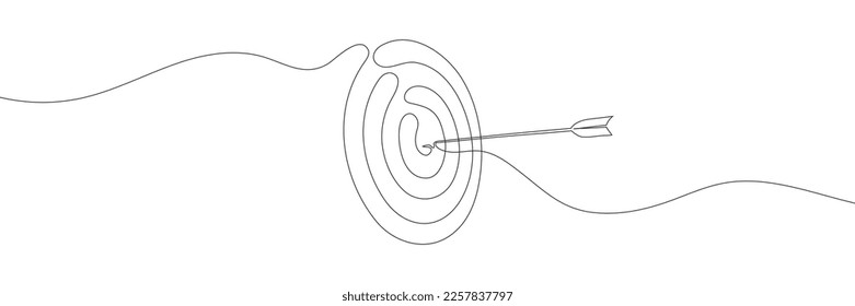 Continuous arrow pattern in the center of the target. Target drawn with one hand. Vector illustration