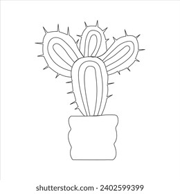 Continuous beautiful one line cactus drawing art design