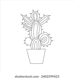 Continuous beautiful one line cactus drawing art design