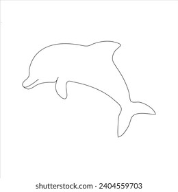 Continuous beautiful one line dolphin drawing art design