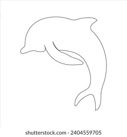 Continuous beautiful one line dolphin drawing art design