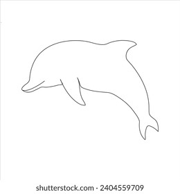 Continuous beautiful one line dolphin drawing art design