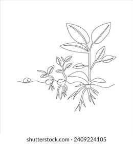 Continuous beautiful one line home plant drawing art design