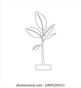 Continuous beautiful one line home plant drawing art design