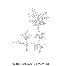 Continuous beautiful one line home plant drawing art design