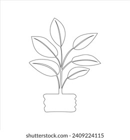 Continuous beautiful one line home plant drawing art design