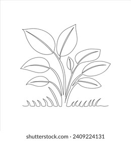 Continuous beautiful one line home plant drawing art design