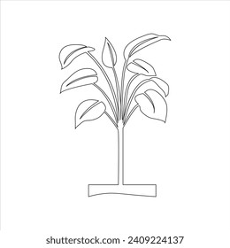 Durchlaufendes, schönes One-line-Heimpflanzendesign