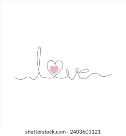 Diseño continuo y hermoso de dibujo de amor de una línea