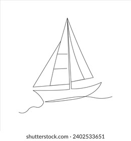 Continuous beautiful one line sailing boat drawing art design