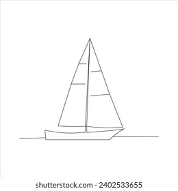 Continuous beautiful one line sailing boat drawing art design