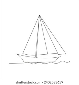 Continuous beautiful one line sailing boat drawing art design