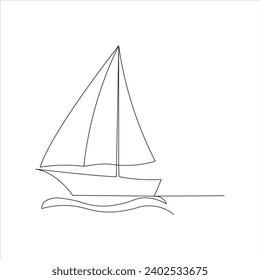Kontinuierliche schöne Ein-Line-Segelboot-Zeichnung Kunstdesign