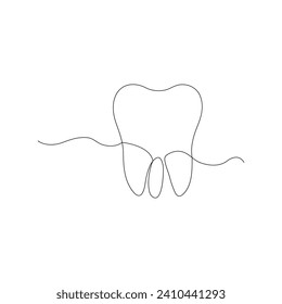 Continuous beautiful one line teeth drawing art design