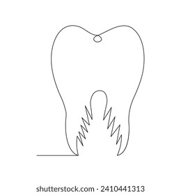 Continuous beautiful one line teeth drawing art design