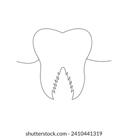 Continuous beautiful one line teeth drawing art design