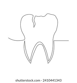 Continuous beautiful one line teeth drawing art design