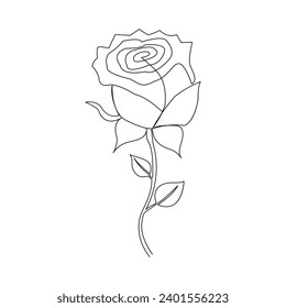 durchgehend Schöne Rosenblume, eine Linie, Zeichnung, Vektorgrafik