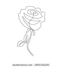 continuous Beautiful rose flower one line hand drawing Art vector illustration