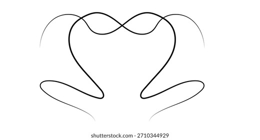 A continuous black line art drawing of a heart intertwined with an infinity symbol on a white background, representing eternal love.