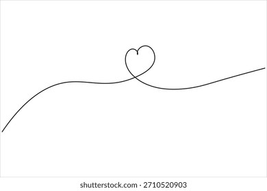 Continuous black line art forming a heart shape on white background. illustration