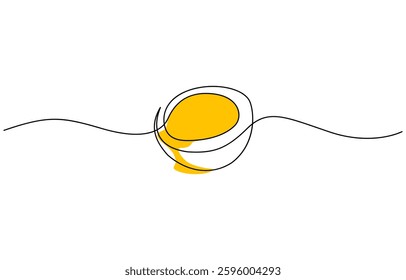 Continuous black line and color egg shapes, Continuous one line drawing of Easter eggs. Silhouette of eggs in simple linear style.