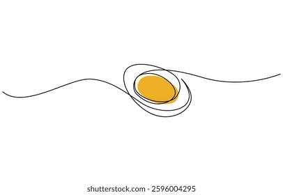 Continuous black line and color egg shapes, Continuous one line drawing of Easter eggs. Silhouette of eggs in simple linear style.