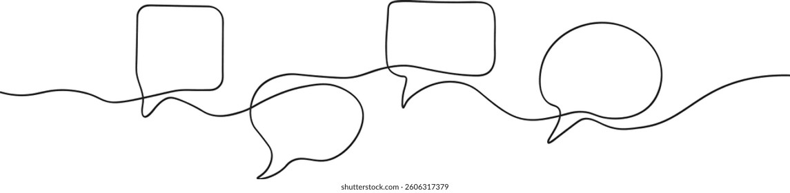  Continuous Black Line Conversation Bubbles