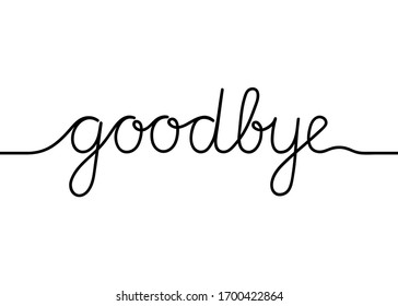 Continuous black line drawing word Goodbye. Minimalist outline googbye concept. Vector illustration