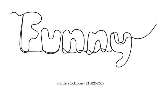 Continuous black line drawing word funny.Vector illustration
