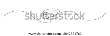 A continuous black line forming a tangled knot, symbolizing complexity, problem-solving, or a confused thought process, on a white background.