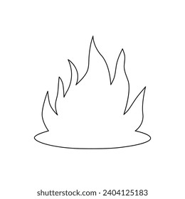 Continuous bonfire drawing, single-line art, and outline minimalistic style vector art illustration