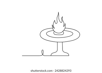 Dibujo continuo de hoguera, arte de una sola línea e ilustración de arte vectorial de estilo minimalista de contorno