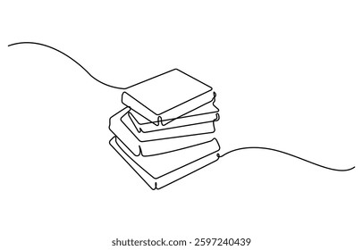 Continuous book one line drawing.